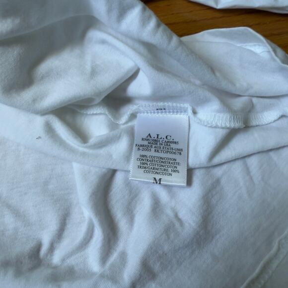A.L.C. Kora Tee Exaggerated Puff Sleeve T-Shirt White Soft Jersey Size M - Picture 5 of 6